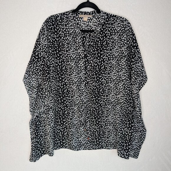 Michael Kors Flowy Black and White Spotted Blouse Size XL - Picture 1 of 7
